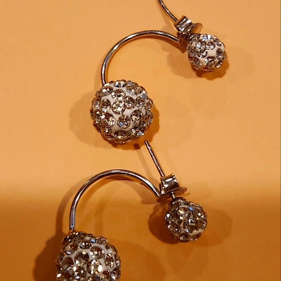 Sterling Silver S925.  Double Rhinestone Ball Ear  Classic Daily Wear Perfect - Picture 13 of 13